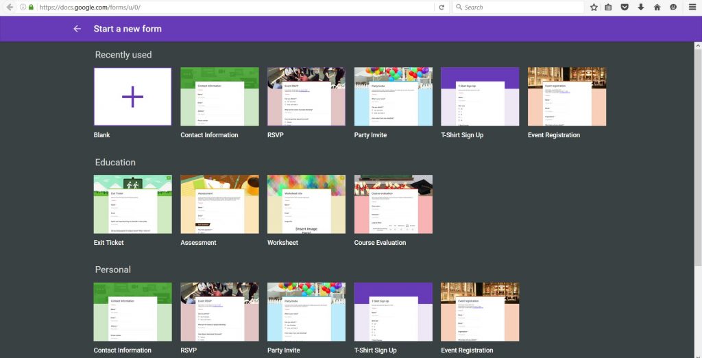 Google Forms Template